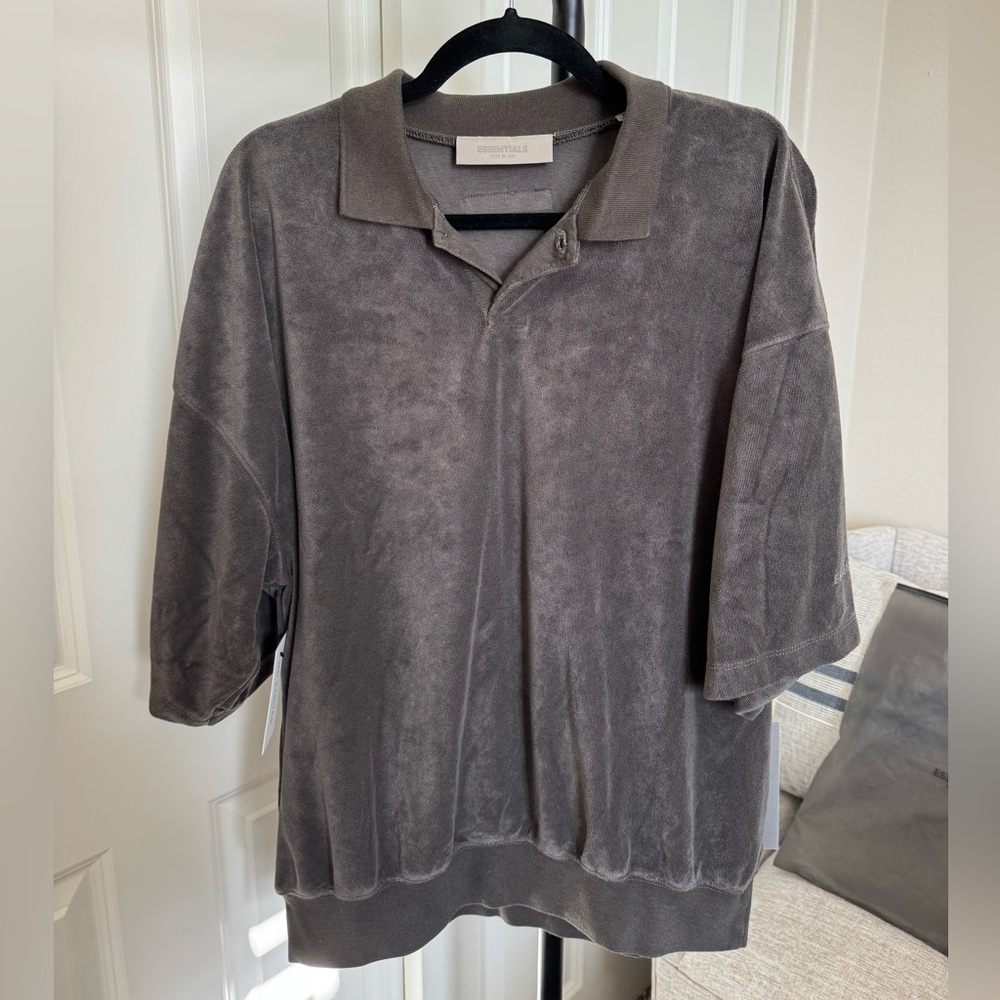 Fear of God Essentials Velour Polo Shirt Size Small NWT